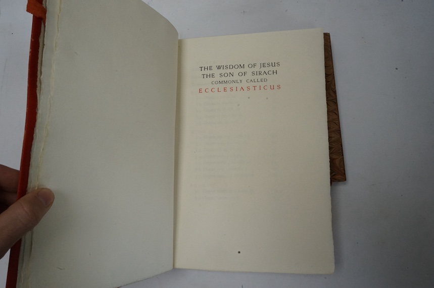 Ecclesiasticus - The Wisdom of Jesus, the Son of Sirach, commonly called Ecclesiasticus. Limited Edition (of 250 copies). printed in red and black, with coloured initial letters by Graily Hewitt (and others); original or